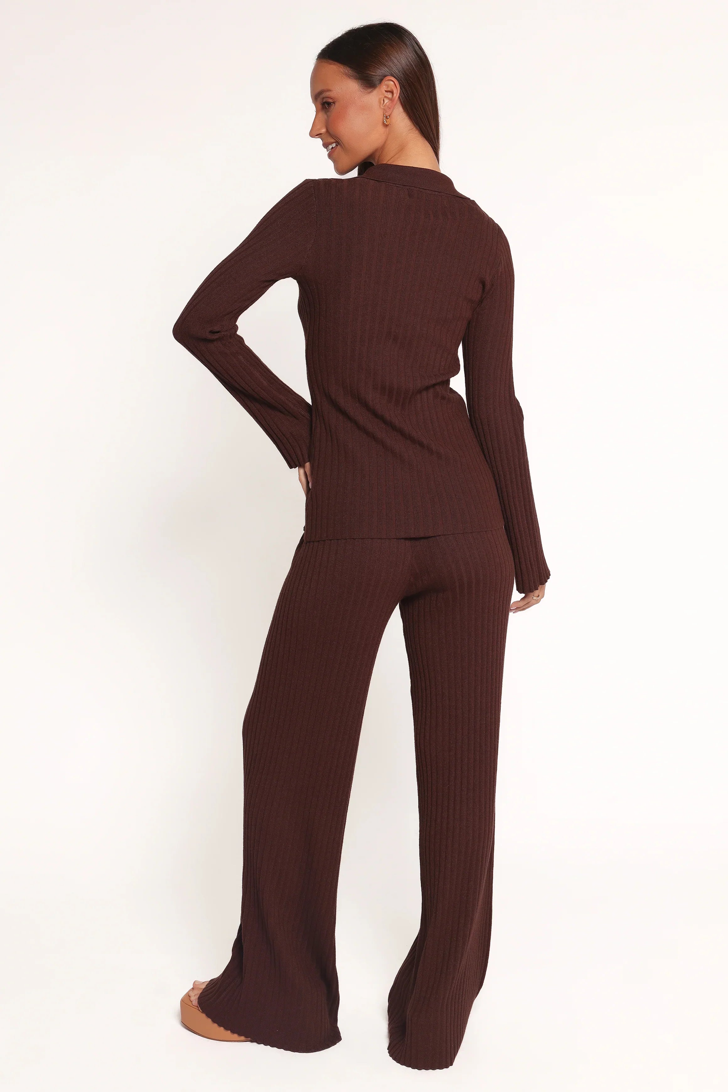Aylia Ribbed Knit Set Chocolate