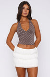 Have To Getaway Halter Top Chocolate Polka Dot