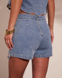 Kimberlin Denim Floral Eyelet Mini Skort
