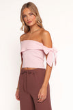 Charama Off Shoulder Knit Top Pink