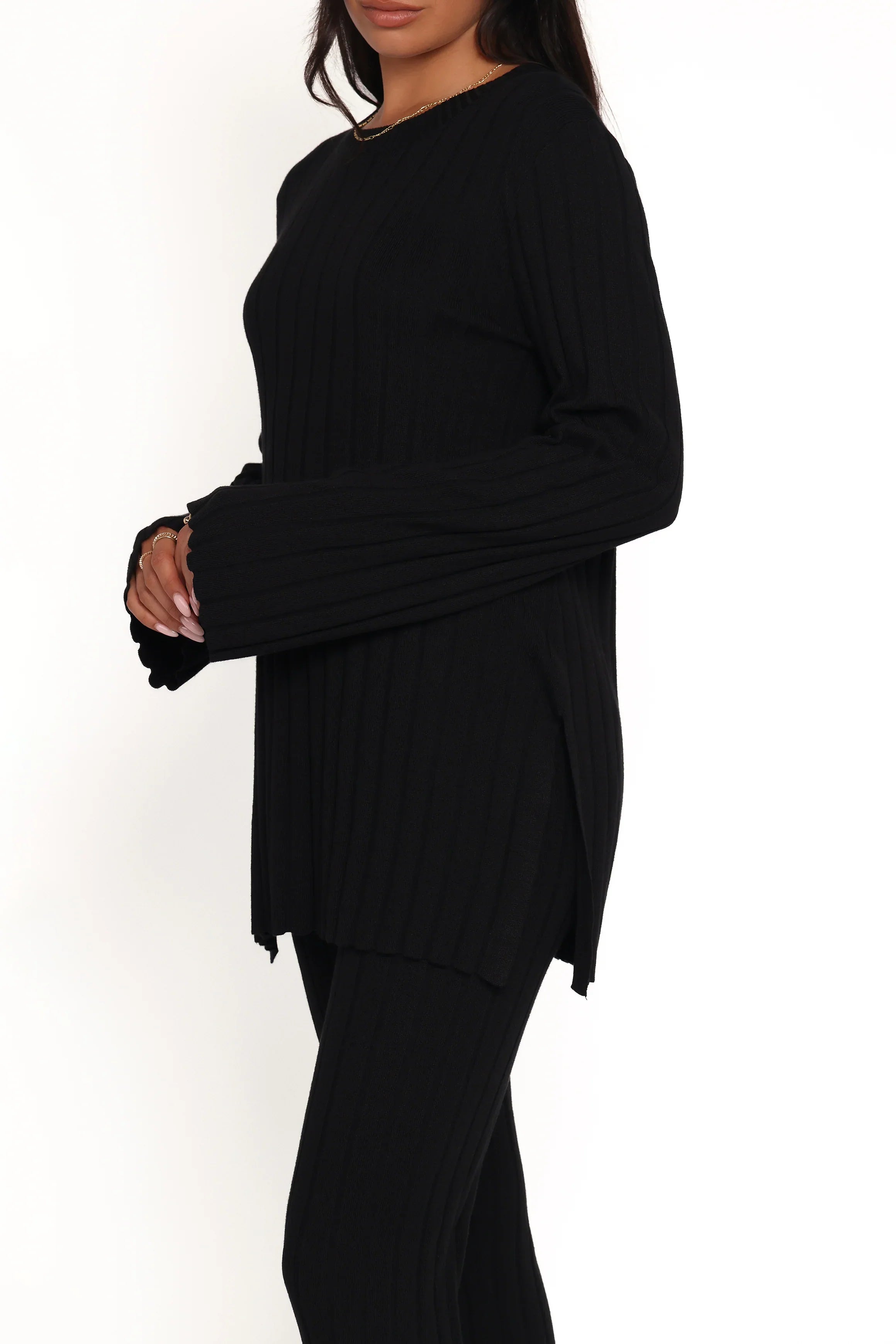 Silvie Long Sleeve Knitted Set Black