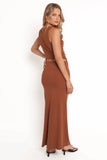 Elowen Asymmetric Skirt Set Brown
