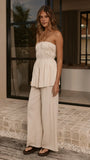Maison Strapless Top Pants Set Oat
