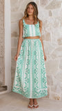 Jasmine Maxi Skirt Green Aztec