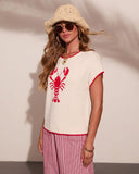 Red Claw Coastline Knit Graphic Lobster Print Sweater