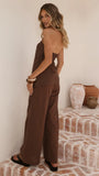 Yuki Strapless Top and Pants Set Chocolate