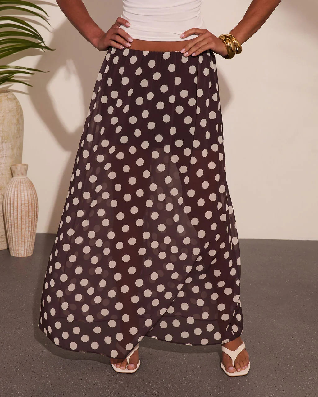 Miska Polka Dot Maxi Skirt