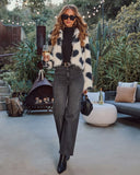 Roxanah Heart Print Faux Fur Jacket