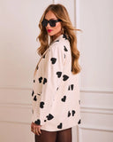 Love You Always Contrast Heart Print Blazer