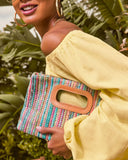 Shelia Multicolor Striped Straw Clutch