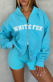 Starting Off Strong Boxy Zip Front Hoodie Azure