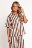 Thalia Short Sleeve Shirt Chocolate Stripe