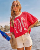 Good Catch Novelty Sardine Print Sweater