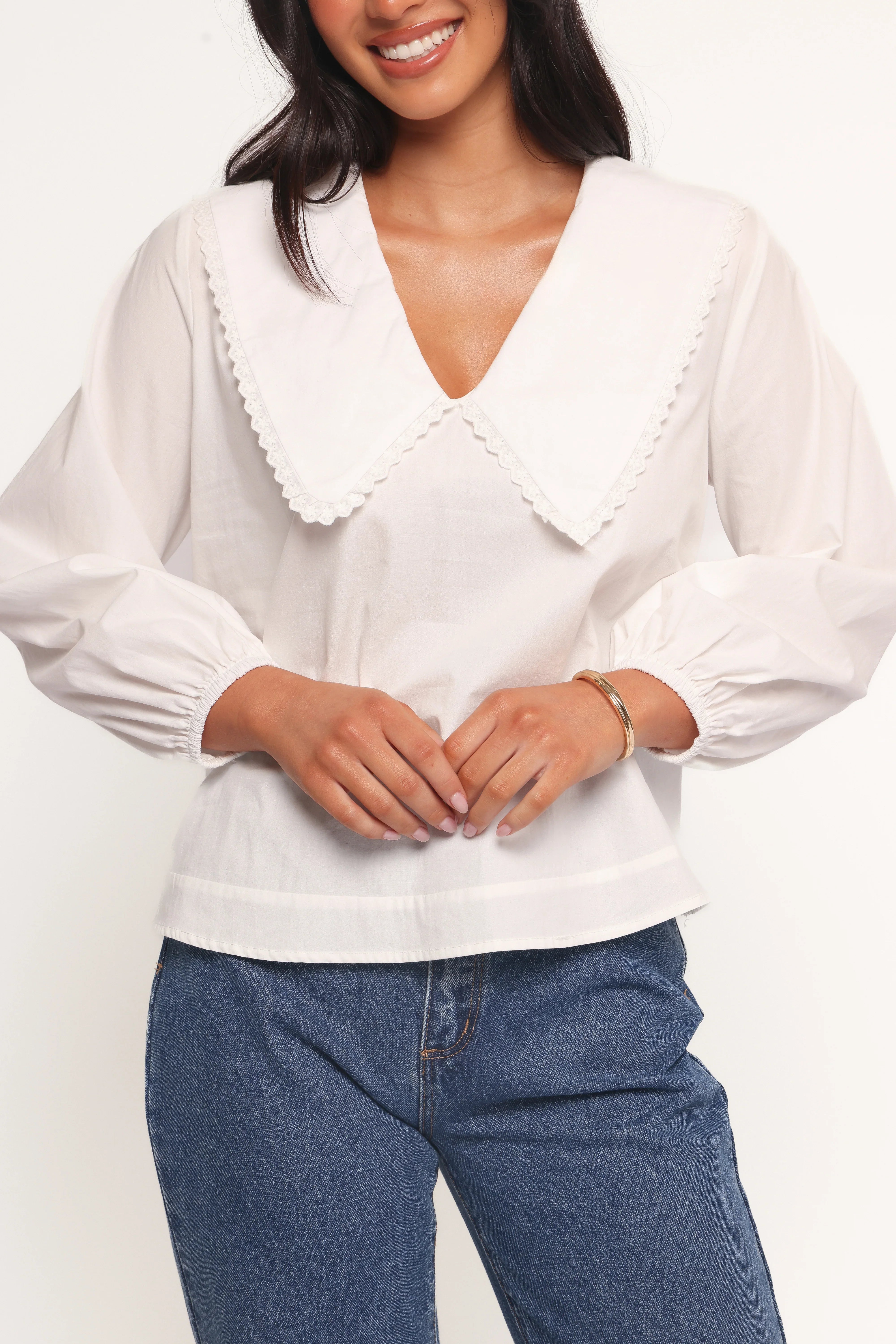 Kenna Long Sleeve Top White