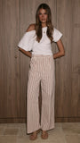 Tasmine Pants White Mauve Stripe