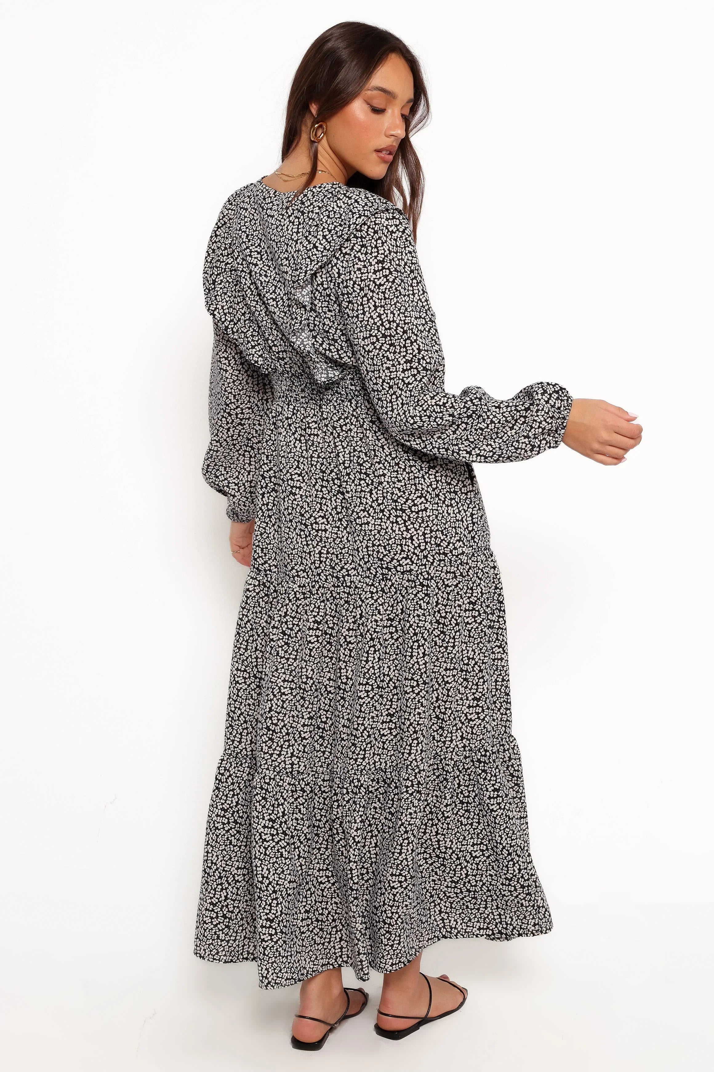 Sophie Long Sleeve Maxi Dress Black Ivory