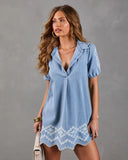 Blue Harvest Floral Denim Mini Shirt Dress