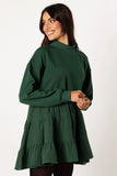 Minia Long Sleeve Mini Dress Hunter Green