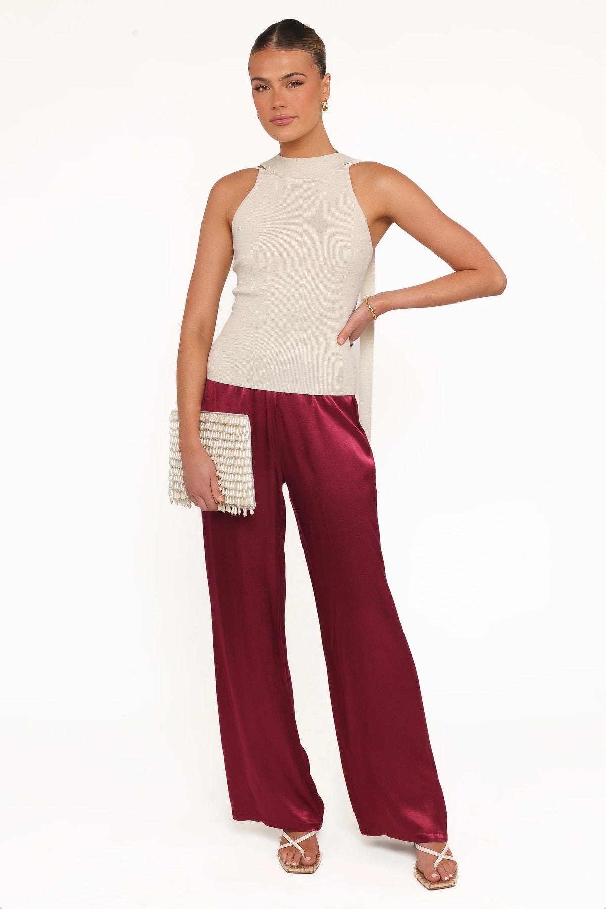 Carissa Satin Pants Berry