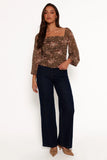 Maia Long Sleeve Top Olive Floral