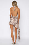 Fit Like A Glove Mini Dress Brown Snake Print