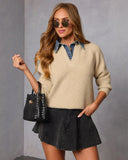 Caramel Denim Contrast Sweater