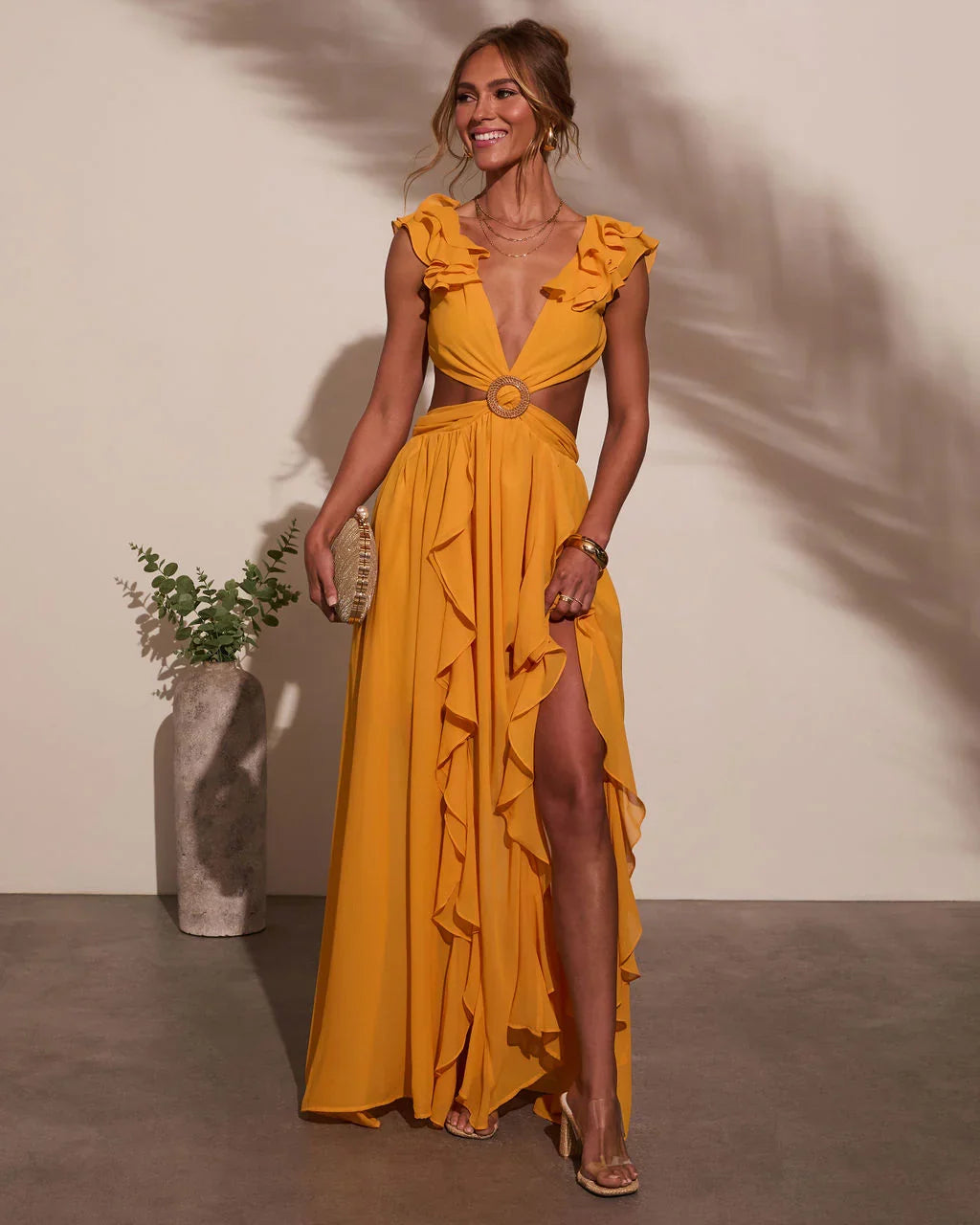 Carlita Ruffle Cutout Maxi Dress