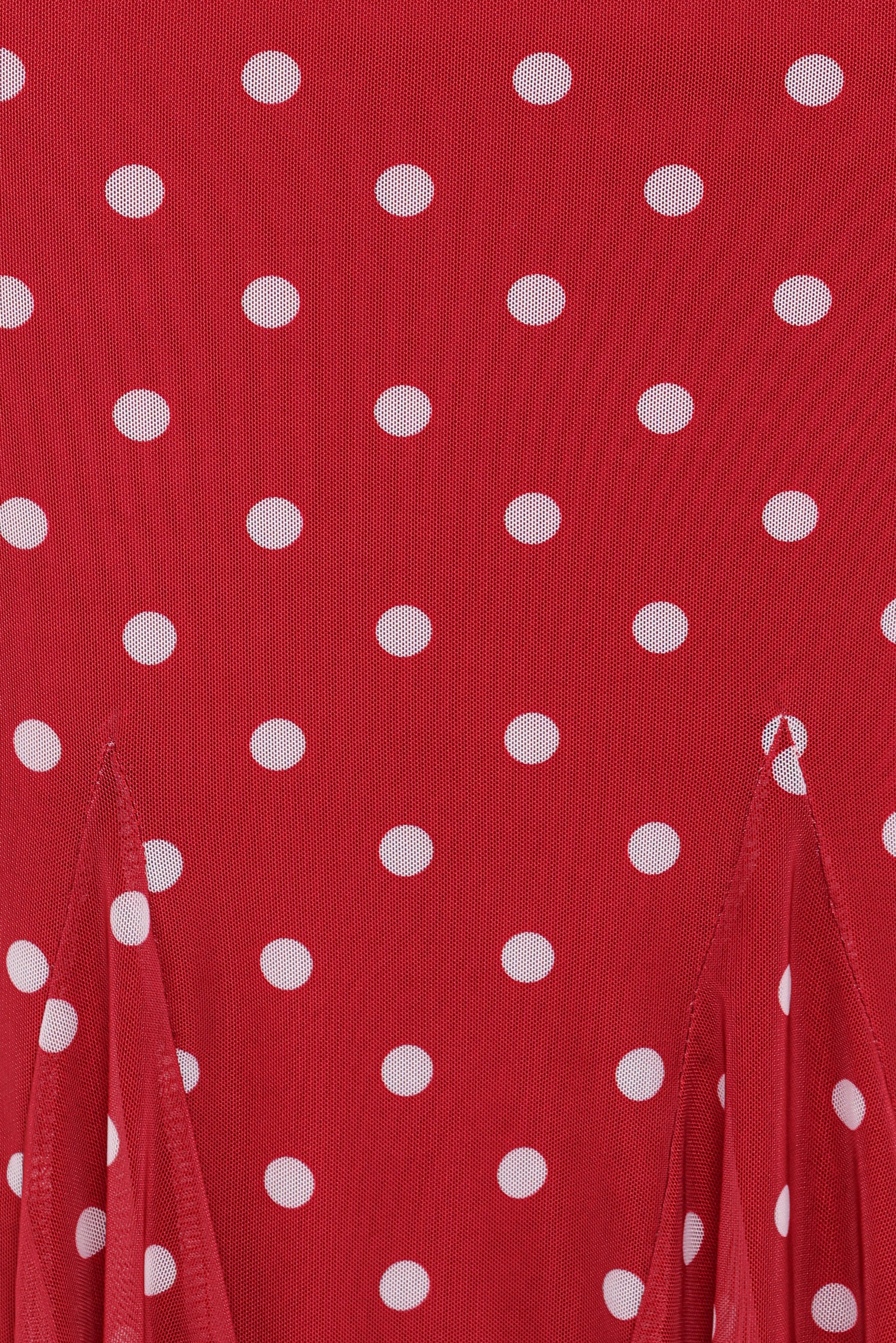 Tullia Mesh Midi Skirt Red Polka Dot