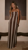 Bria Maxi Dress Chocolate Stripe