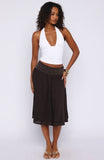 Heavenly Verse Studded Midi Skirt Espresso