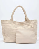 At My Side Woven Leather Tote With Insert