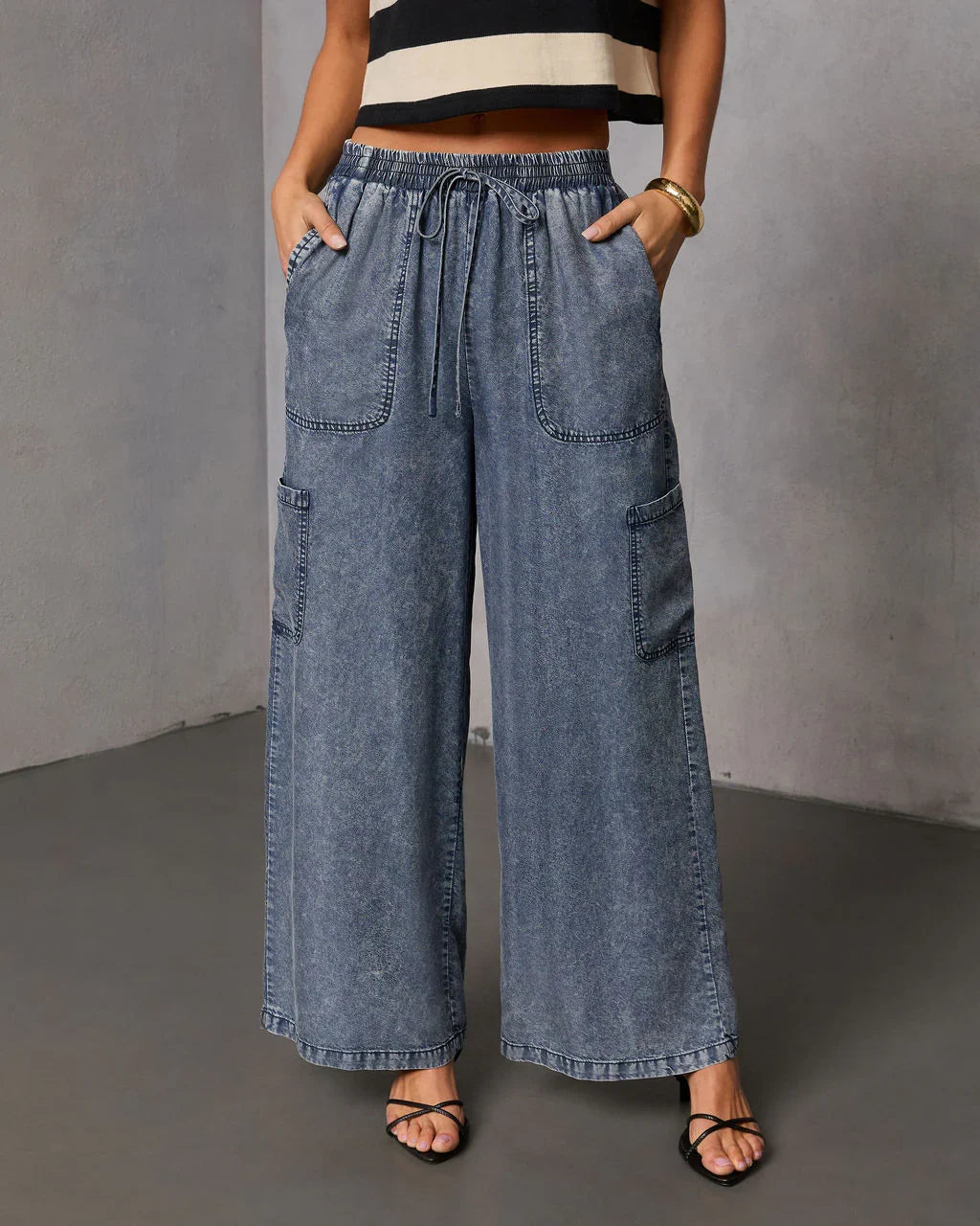Blue Hour Chambray Cargo Pants