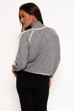 Rylee Contrast Hem Knit Sweater Grey