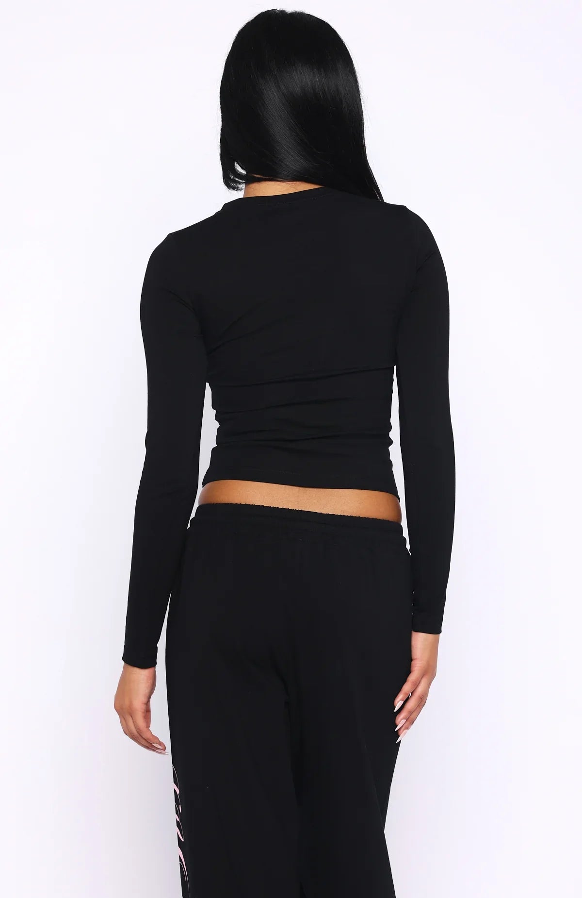 Luxurious Girl Long Sleeve Baby Tee Black