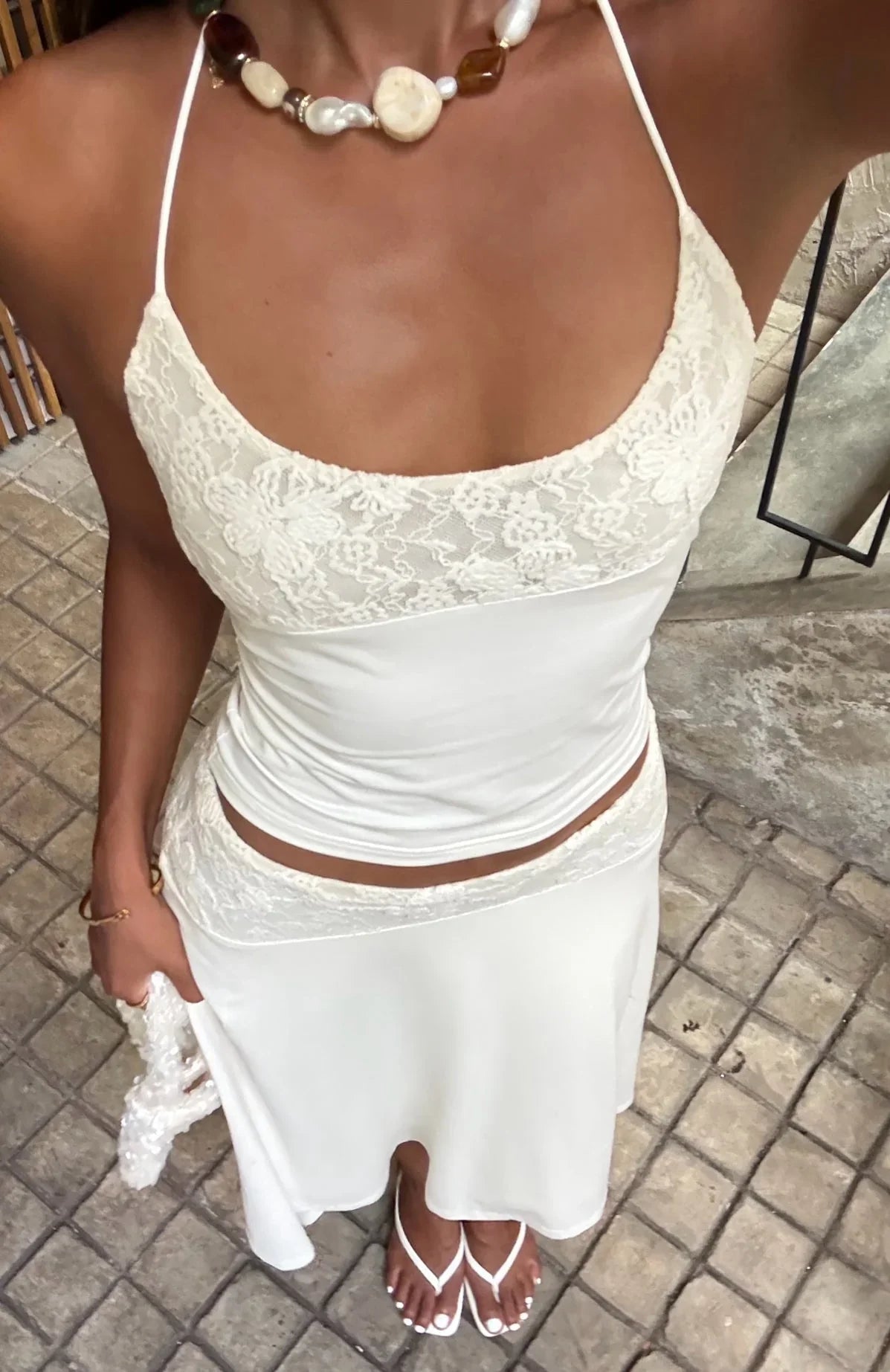Cool Chaos Midi Skirt Off White