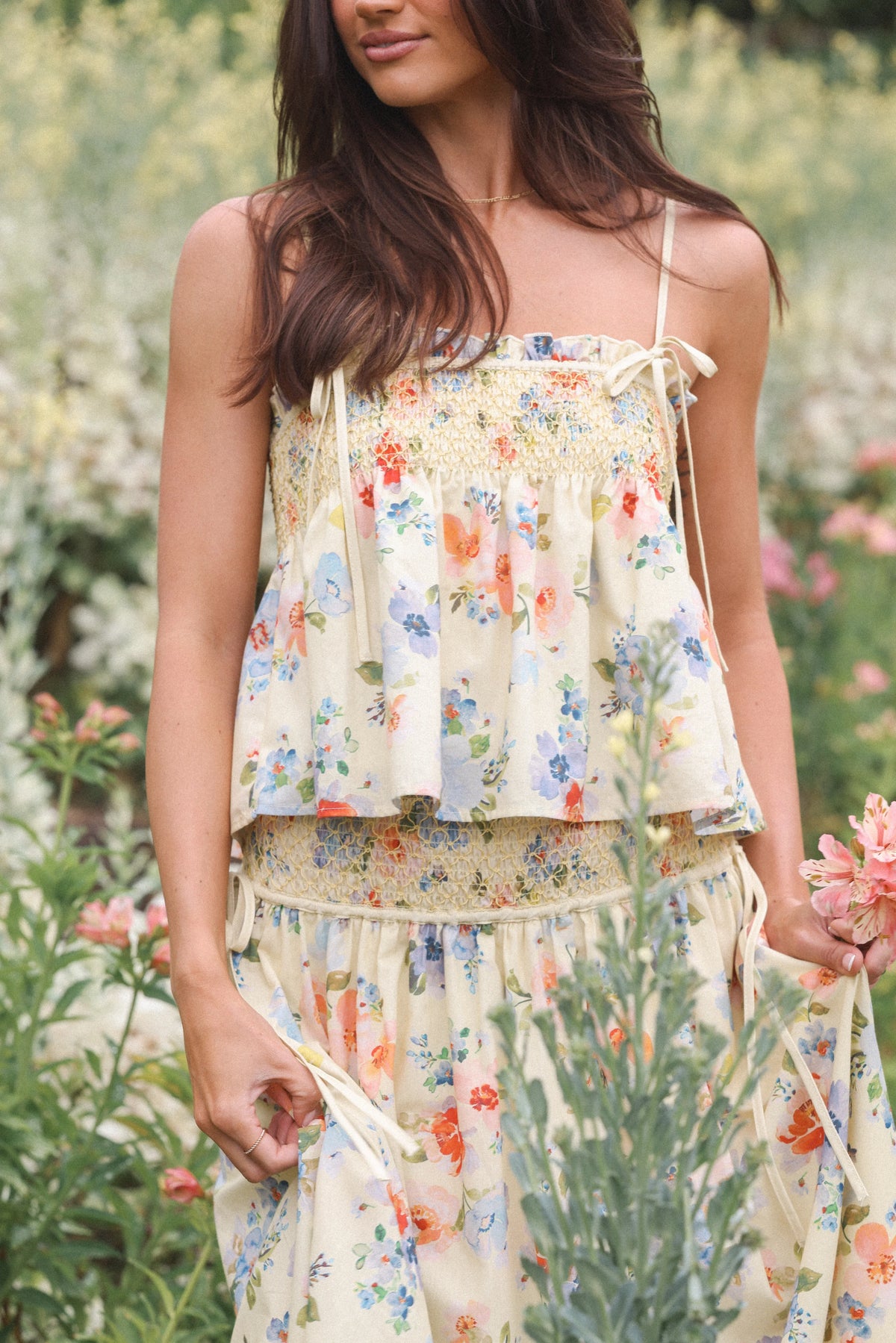 Cosima Baby Doll Top Yellow Floral