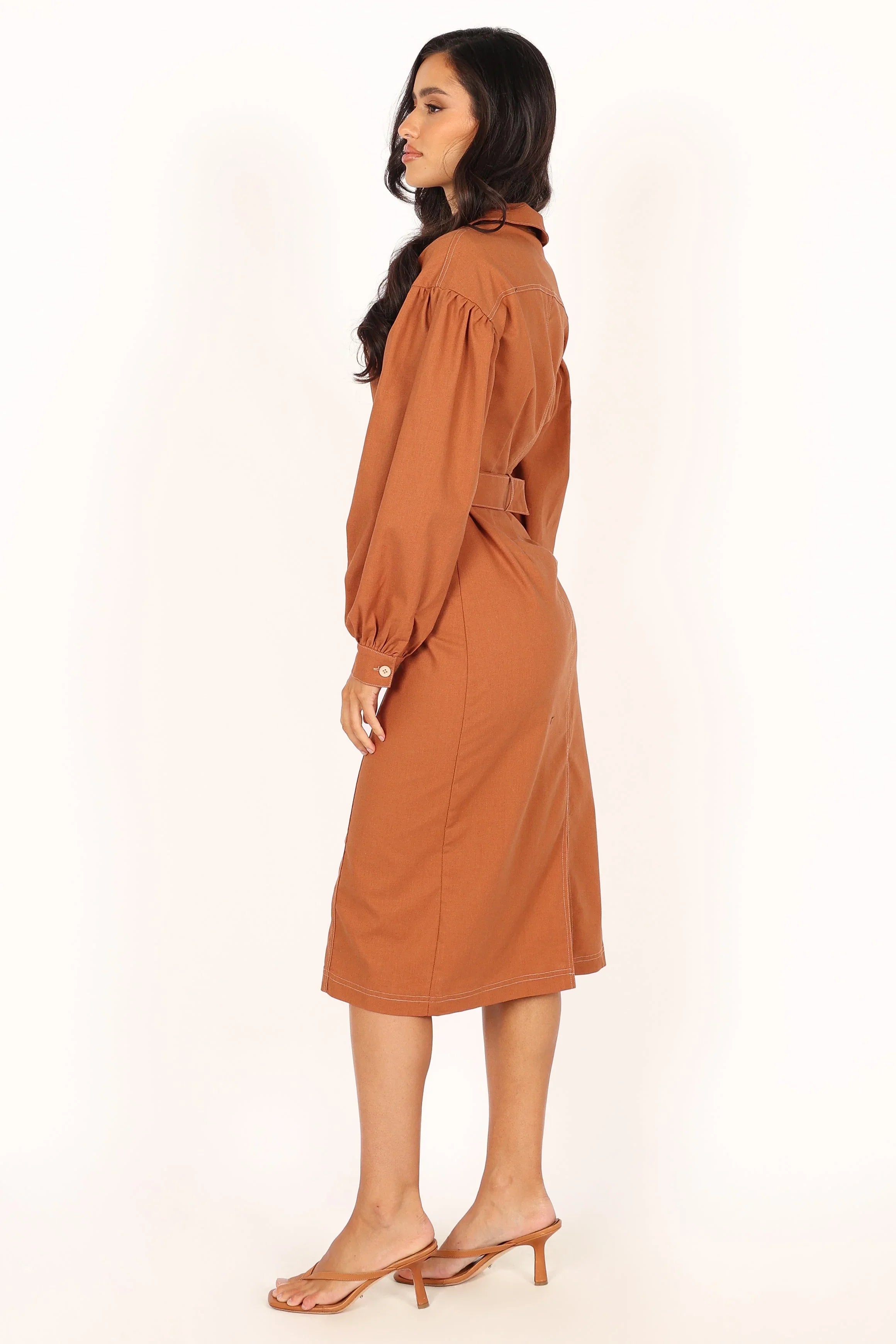 Coco Long Sleeve Midi Dress Tan