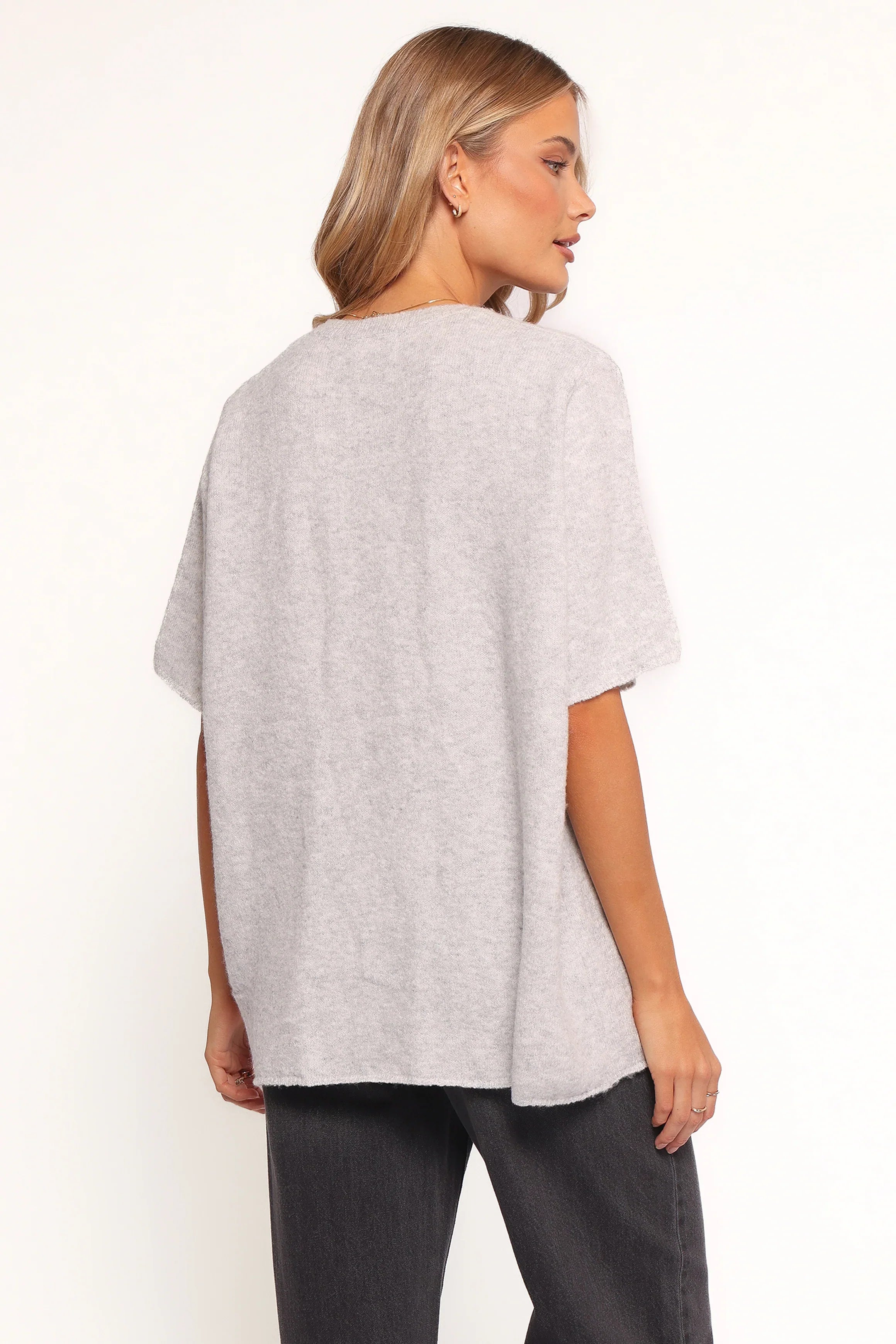 Morris Short Sleeve Oversized Sweater Tee Grey