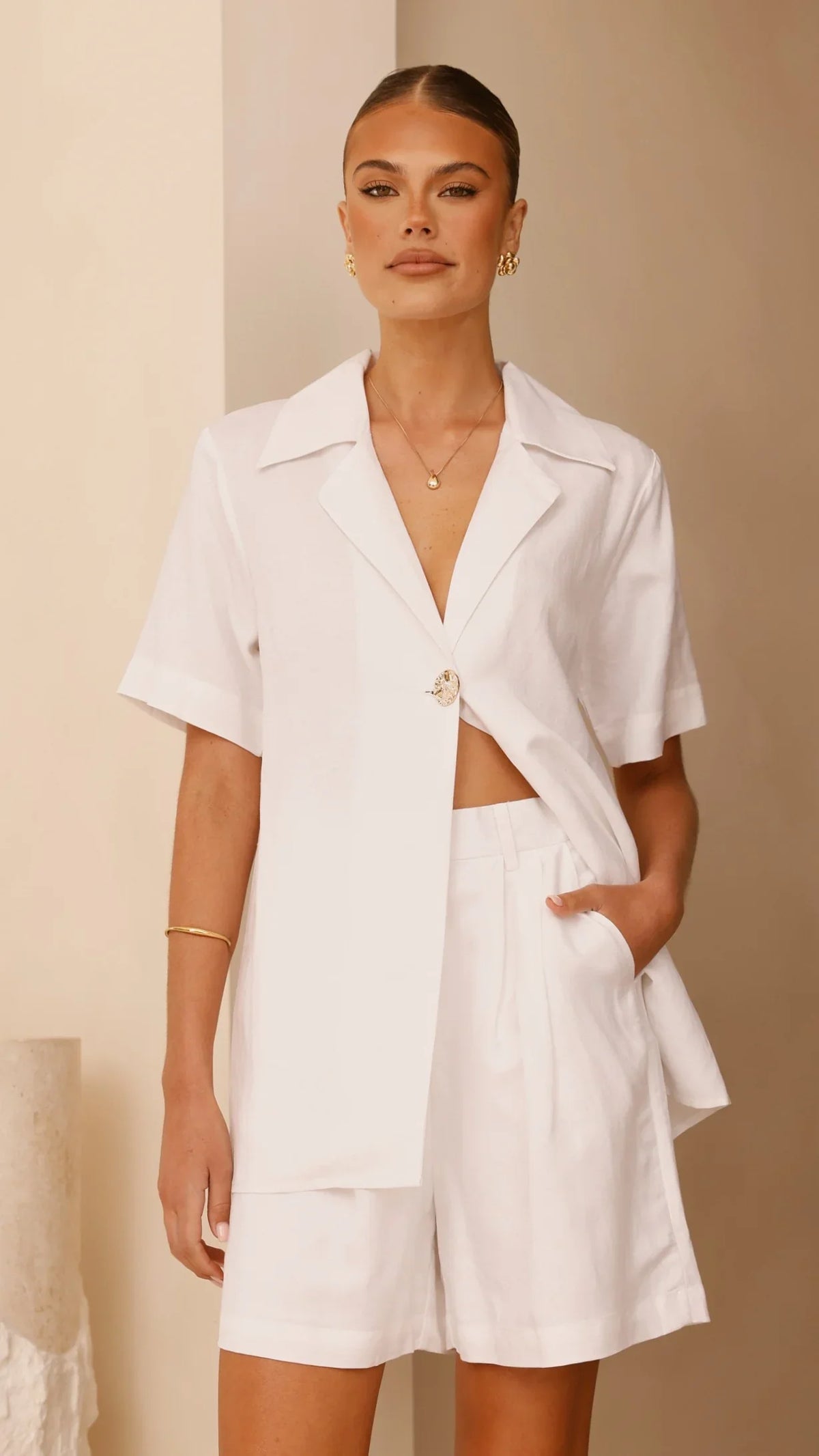 Emmaline Button Shirt White
