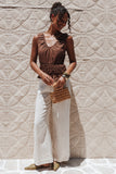 Lucilla Shirred Waist Top Chocolate
