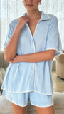 Eden Knit Top and Shorts Set Blue