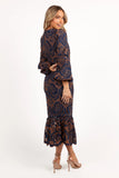Pierre Long Sleeve Lace Maxi Dress Navy