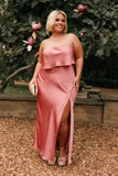 Vienna Strapless Midi Dress Dusty Rose