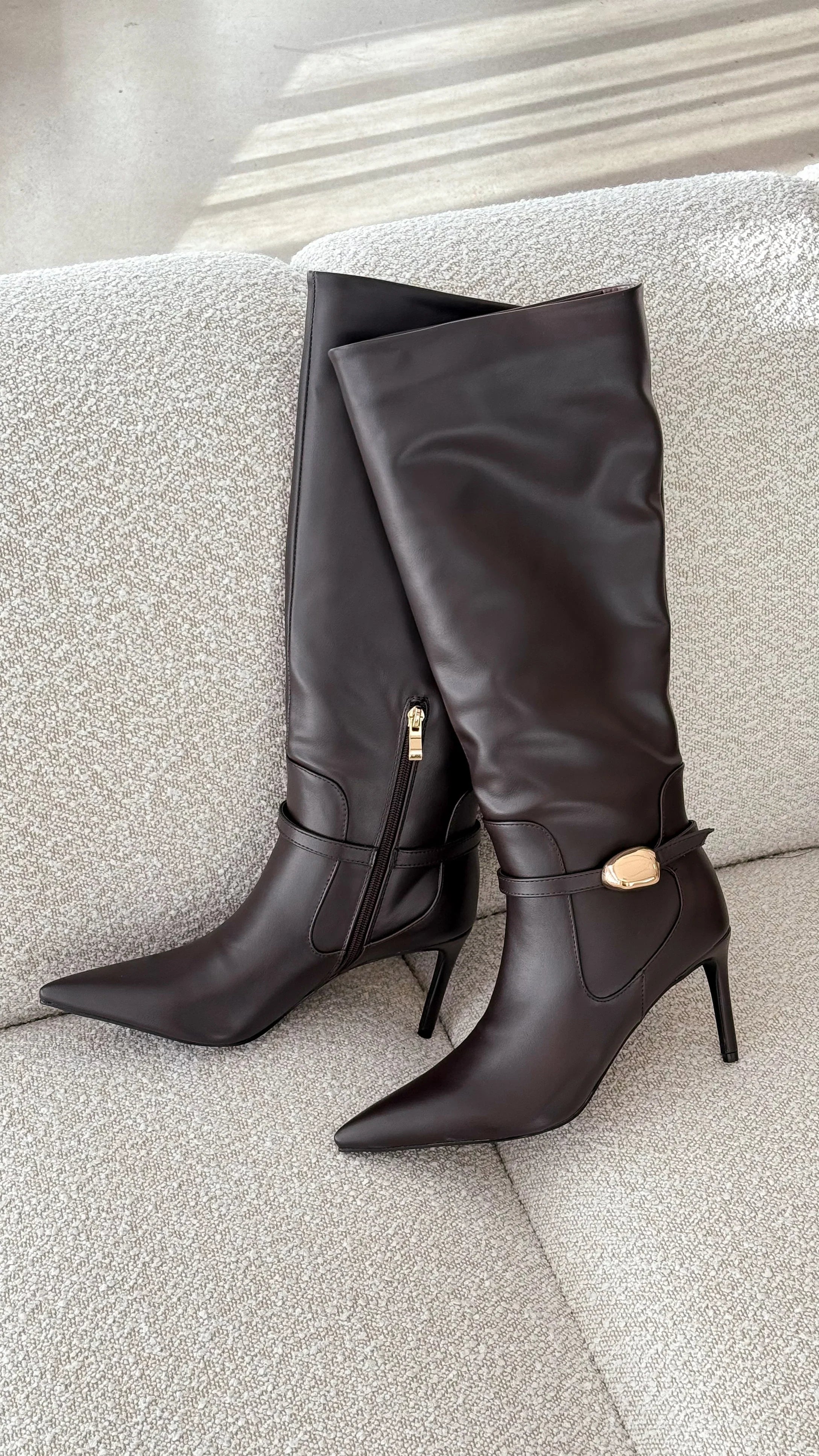 Druella Heeled Boot Dark Cacao