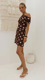 Sammie Mini Dress Brown Cream Polka