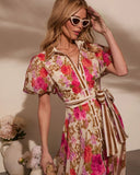 Meadowlane Floral Waist Tie Midi Dress
