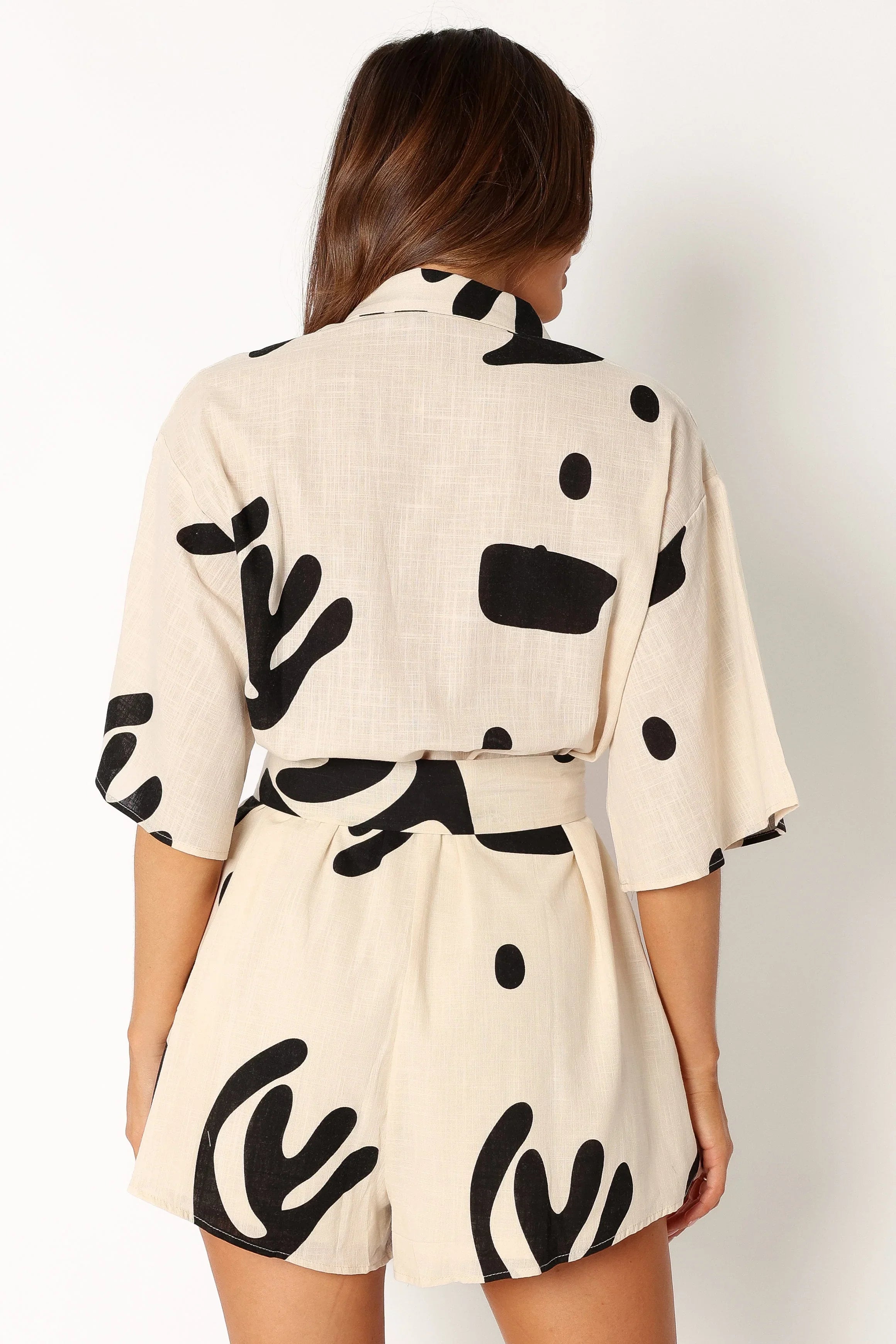 Kellie Romper Beige Black