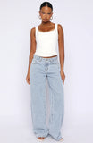 Just My Type Mid Rise Wide Leg Jeans Mid Blue