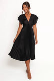 Nova Flutter Sleeve Midi Dress Black