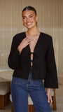 Kiera Tie Front Top Black